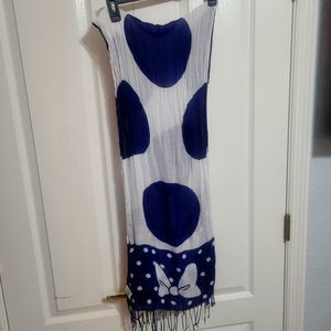 🐭 Disney Parks Authentic Minnie Mouse scarf Polka dots and bow navy and white